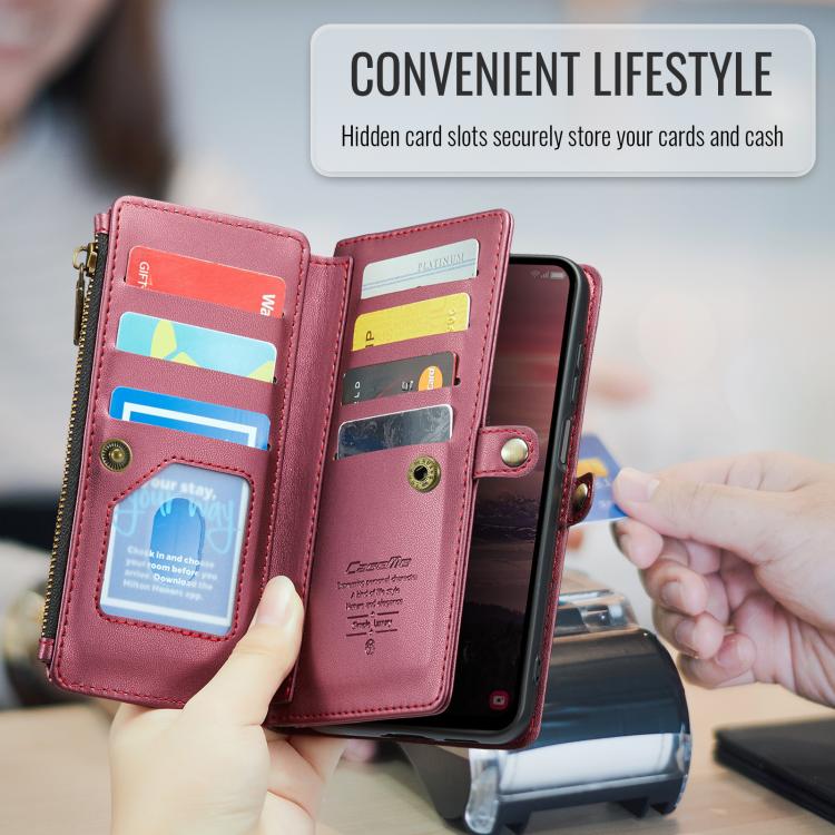 For Samsung Galaxy A17 4G CaseMe C36 Card Slots Zipper Wallet RFID Anti-theft Leather Phone Case