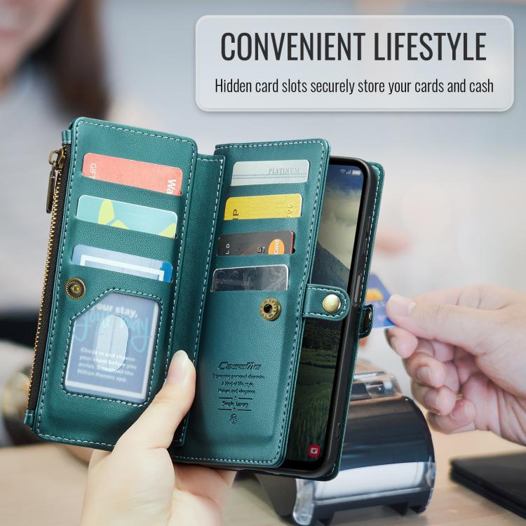 For Samsung Galaxy A17 4G CaseMe C36 Card Slots Zipper Wallet RFID Anti-theft Leather Phone Case