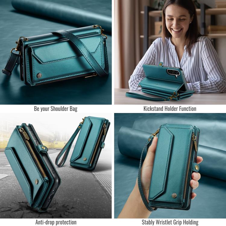 For Samsung Galaxy A17 4G CaseMe C36 Card Slots Zipper Wallet RFID Anti-theft Leather Phone Case