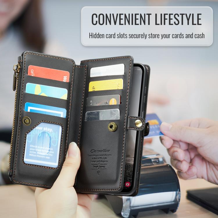 For Samsung Galaxy A17 4G CaseMe C36 Card Slots Zipper Wallet RFID Anti-theft Leather Phone Case