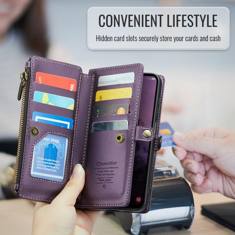 For Samsung Galaxy A17 4G CaseMe C36 Card Slots Zipper Wallet RFID Anti-theft Leather Phone Case