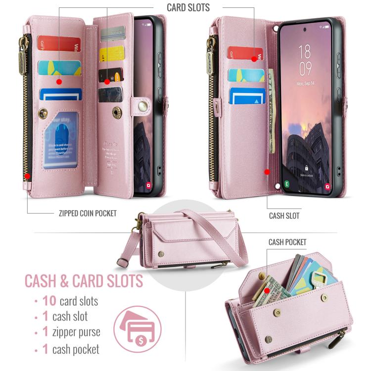 For Samsung Galaxy S26+ 5G CaseMe C36 Card Slots Zipper Wallet RFID Anti-theft Leather Phone Case