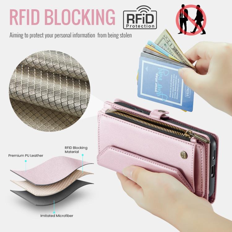 For Samsung Galaxy S26+ 5G CaseMe C36 Card Slots Zipper Wallet RFID Anti-theft Leather Phone Case