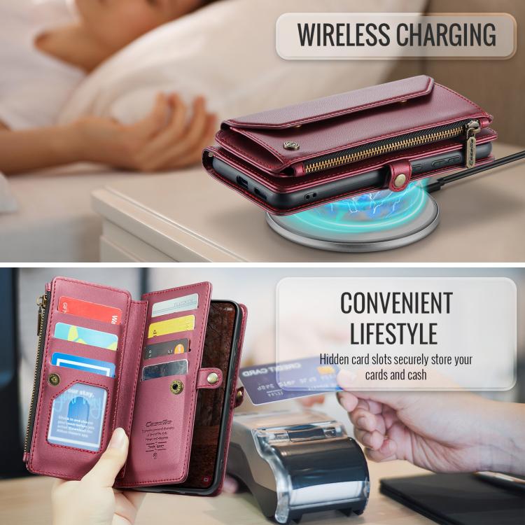 For Samsung Galaxy S26+ 5G CaseMe C36 Card Slots Zipper Wallet RFID Anti-theft Leather Phone Case