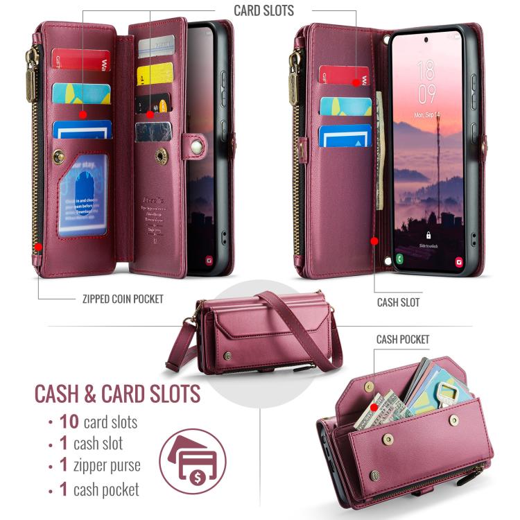 For Samsung Galaxy S26 Ultra 5G CaseMe C36 Card Slots Zipper Wallet RFID Anti-theft Leather Phone Case