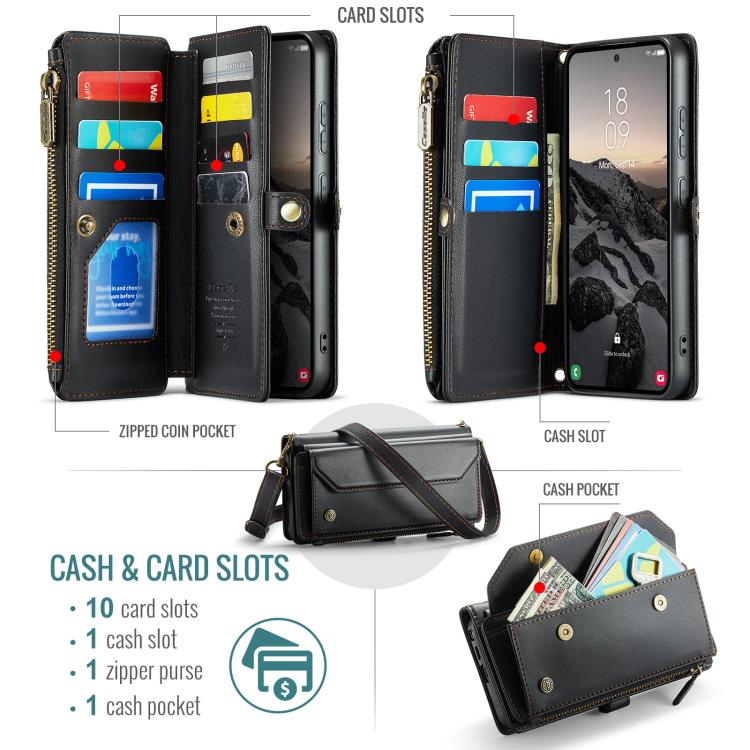 For Samsung Galaxy S26 Ultra 5G CaseMe C36 Card Slots Zipper Wallet RFID Anti-theft Leather Phone Case