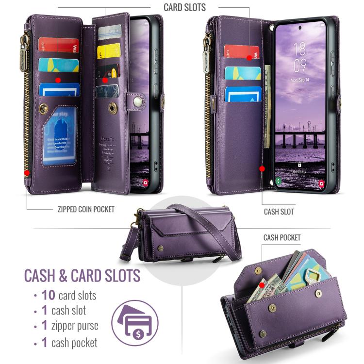 For Samsung Galaxy S26 Ultra 5G CaseMe C36 Card Slots Zipper Wallet RFID Anti-theft Leather Phone Case