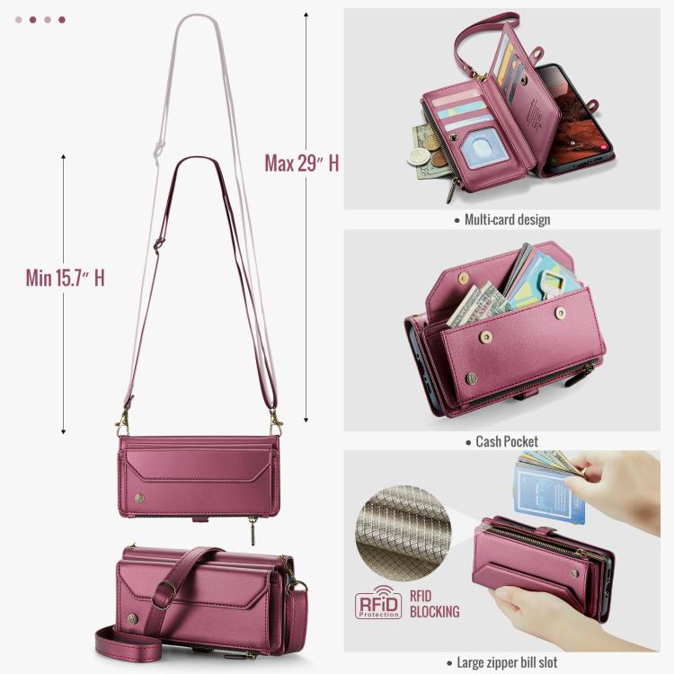 For Samsung Galaxy A37 5G CaseMe C36 Card Slots Zipper Wallet RFID Anti-theft Leather Phone Case