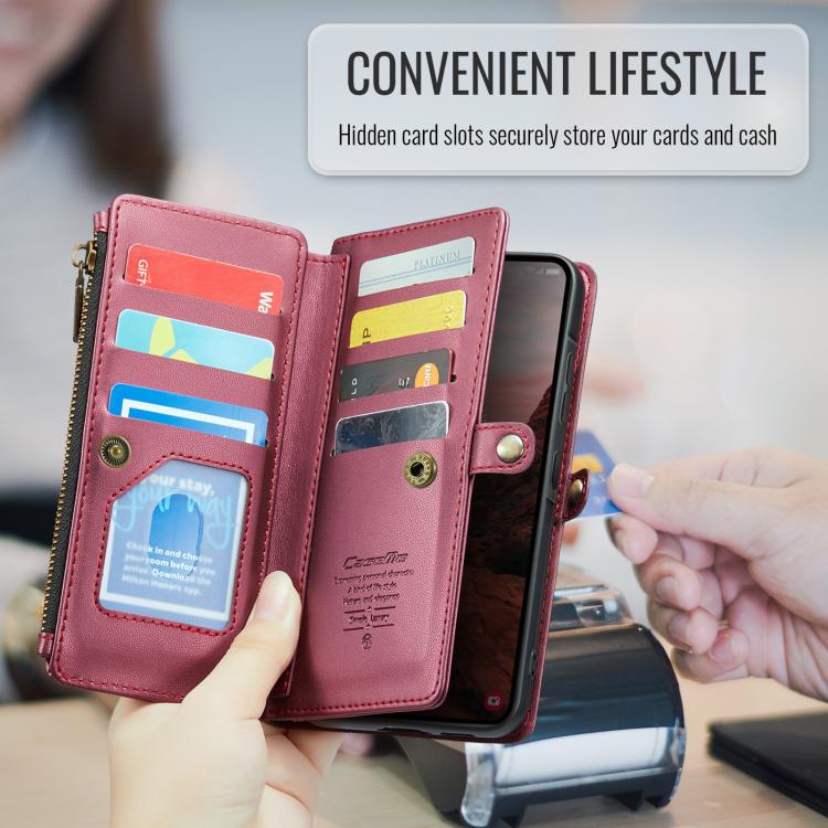 For Samsung Galaxy A37 5G CaseMe C36 Card Slots Zipper Wallet RFID Anti-theft Leather Phone Case