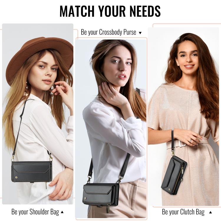 For Samsung Galaxy A37 5G CaseMe C36 Card Slots Zipper Wallet RFID Anti-theft Leather Phone Case