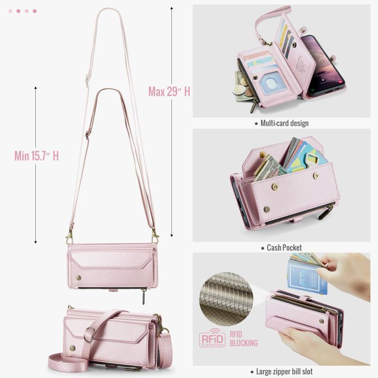For Samsung Galaxy A57 5G CaseMe C36 Card Slots Zipper Wallet RFID Anti-theft Leather Phone Case