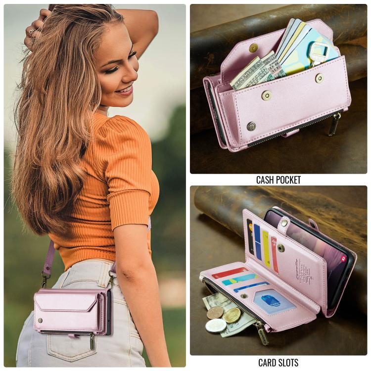 For Samsung Galaxy A57 5G CaseMe C36 Card Slots Zipper Wallet RFID Anti-theft Leather Phone Case