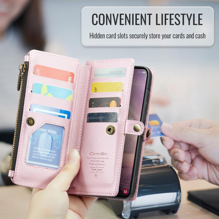 For Samsung Galaxy A57 5G CaseMe C36 Card Slots Zipper Wallet RFID Anti-theft Leather Phone Case