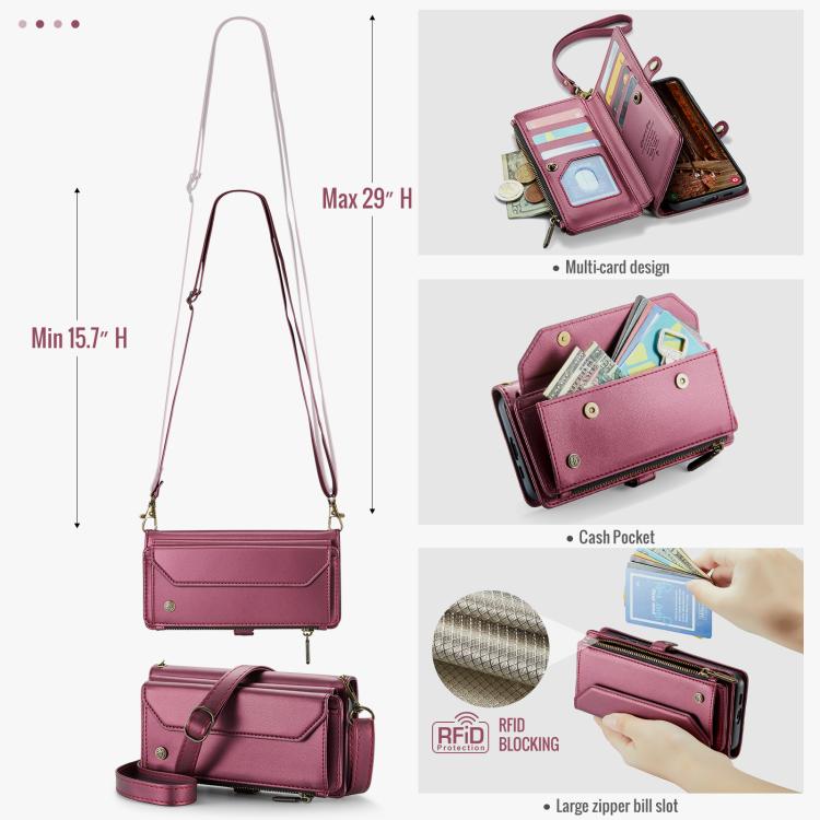 For Samsung Galaxy A57 5G CaseMe C36 Card Slots Zipper Wallet RFID Anti-theft Leather Phone Case
