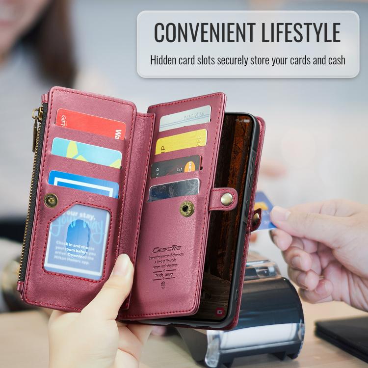 For Samsung Galaxy A57 5G CaseMe C36 Card Slots Zipper Wallet RFID Anti-theft Leather Phone Case