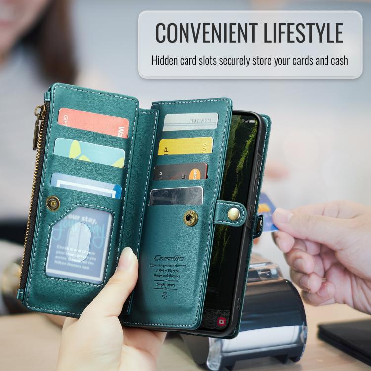For Samsung Galaxy A57 5G CaseMe C36 Card Slots Zipper Wallet RFID Anti-theft Leather Phone Case