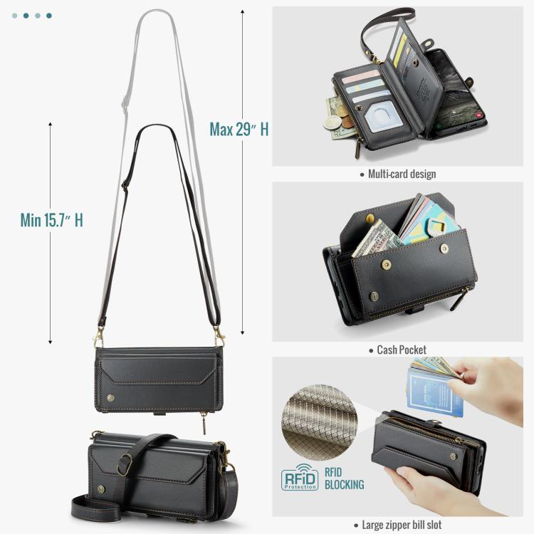 For Samsung Galaxy A57 5G CaseMe C36 Card Slots Zipper Wallet RFID Anti-theft Leather Phone Case