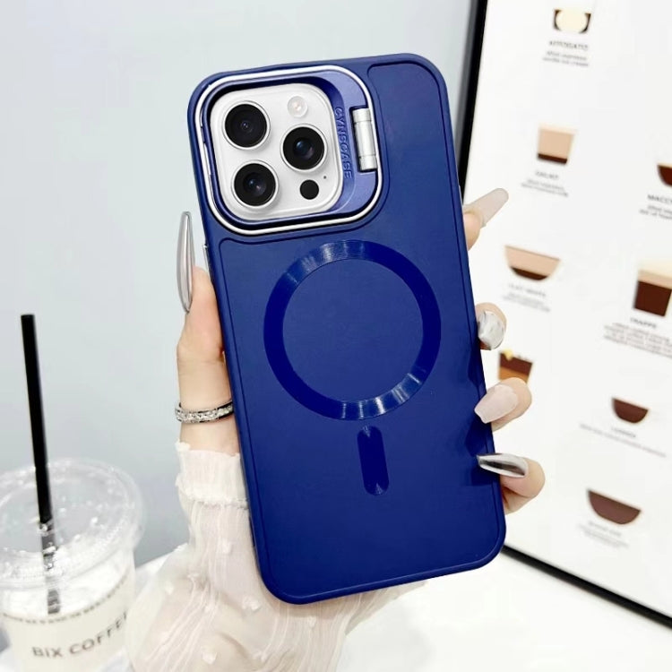 For iPhone 16 Pro CD Texture Frosted MagSafe Lens Holder Phone Case