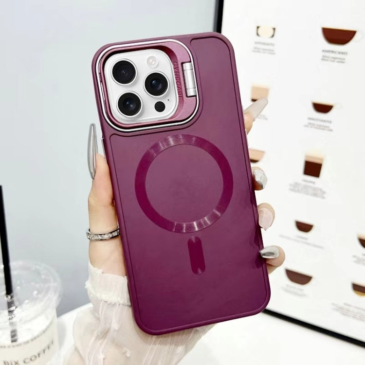For iPhone 16 Pro CD Texture Frosted MagSafe Lens Holder Phone Case