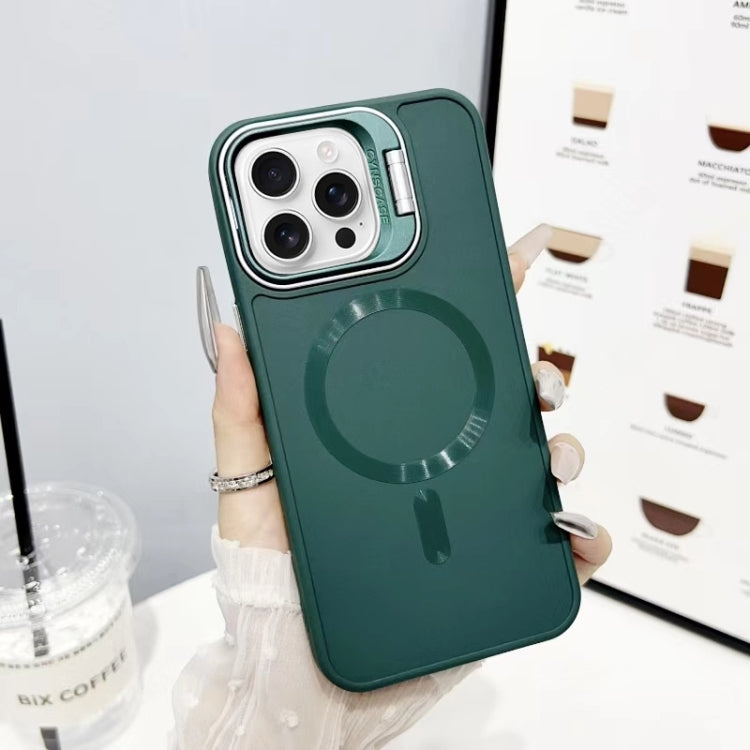 For iPhone 16 Pro CD Texture Frosted MagSafe Lens Holder Phone Case