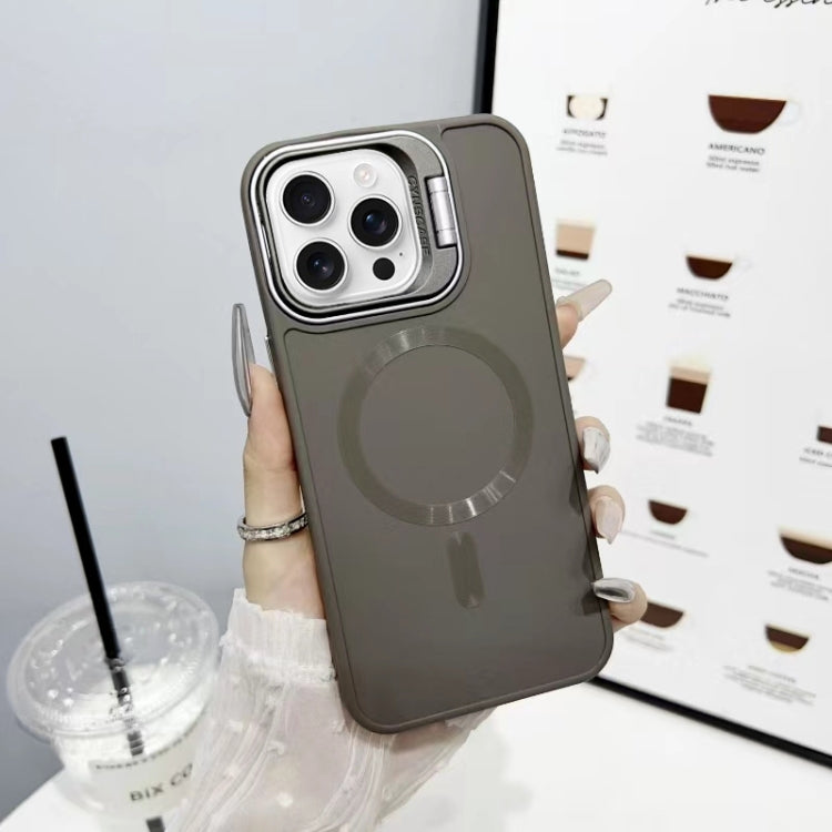 For iPhone 16 Pro CD Texture Frosted MagSafe Lens Holder Phone Case