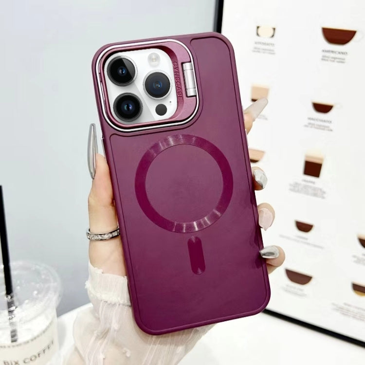 For iPhone 15 Pro CD Texture Frosted MagSafe Lens Holder Phone Case
