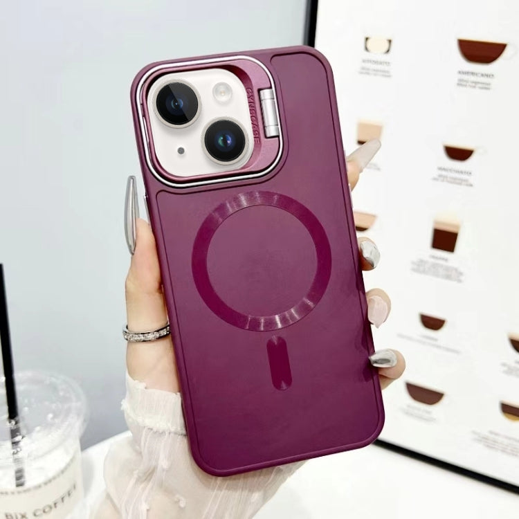For iPhone 15 CD Texture Frosted MagSafe Lens Holder Phone Case