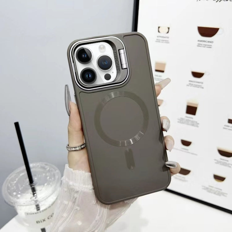 For iPhone 14 Pro CD Texture Frosted MagSafe Lens Holder Phone Case