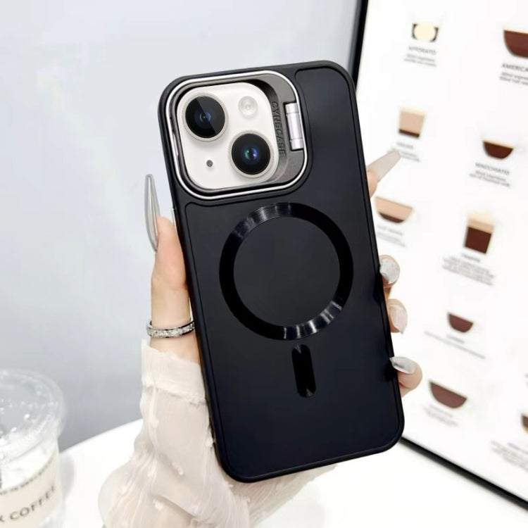 For iPhone 13 / 14 CD Texture Frosted MagSafe Lens Holder Phone Case