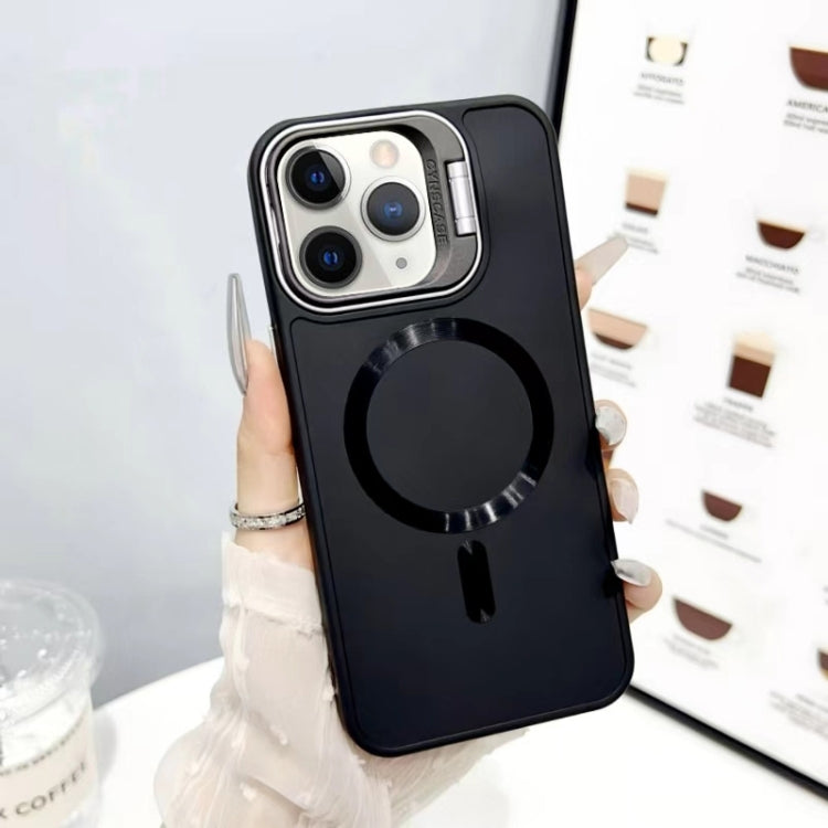 For iPhone 11 Pro Max CD Texture Frosted MagSafe Lens Holder Phone Case