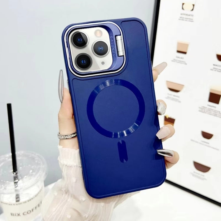 For iPhone 11 Pro Max CD Texture Frosted MagSafe Lens Holder Phone Case