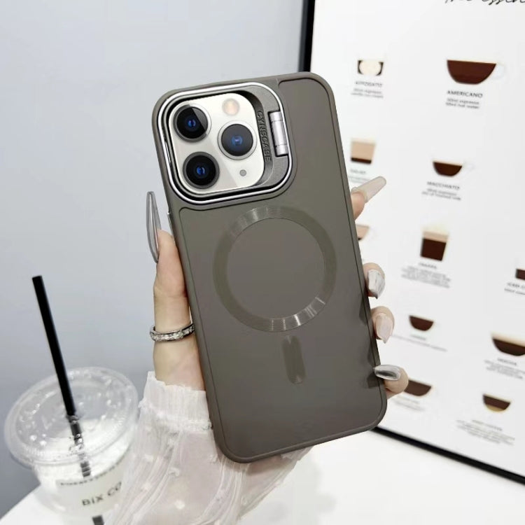 For iPhone 11 Pro Max CD Texture Frosted MagSafe Lens Holder Phone Case