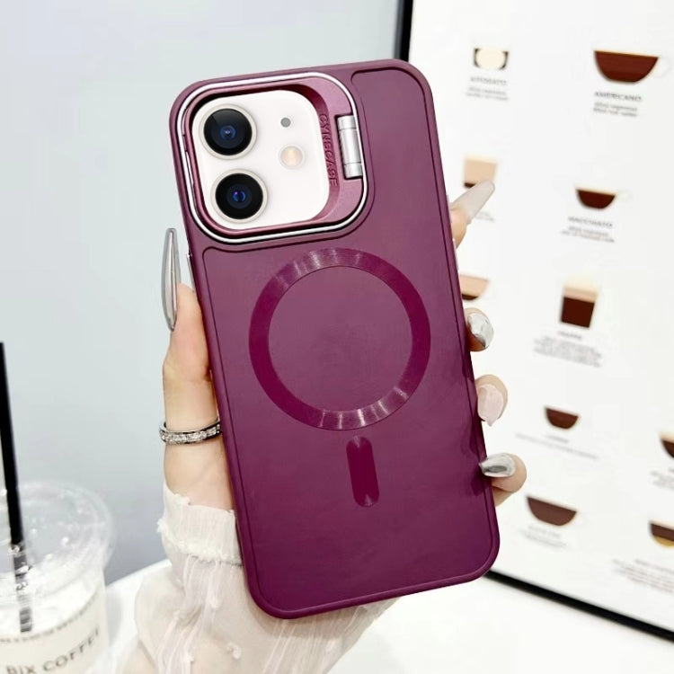 For iPhone 11 CD Texture Frosted MagSafe Lens Holder Phone Case
