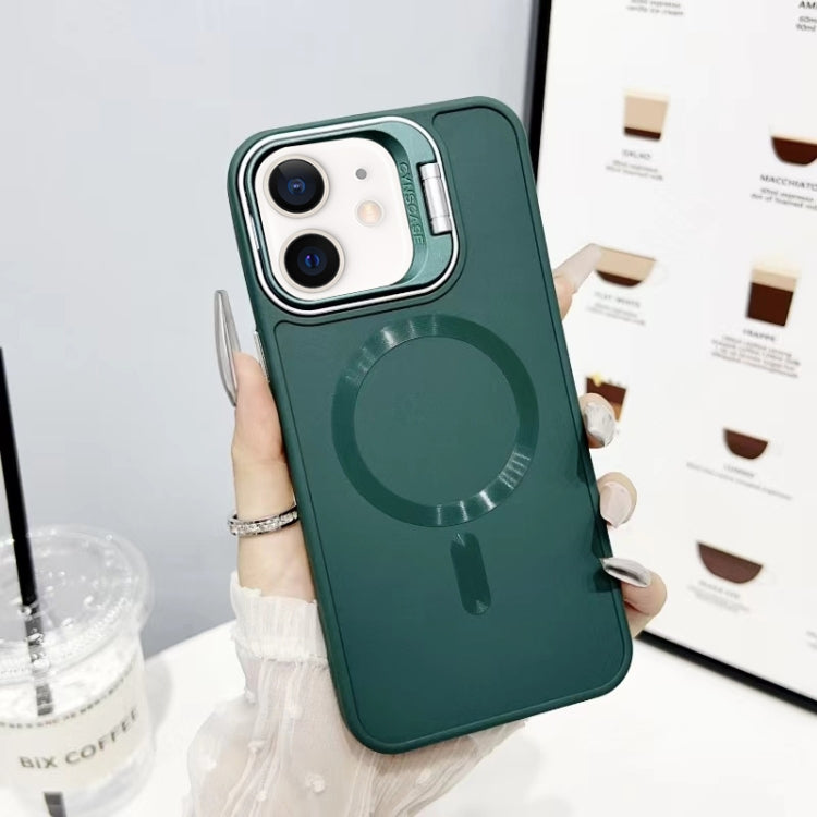 For iPhone 11 CD Texture Frosted MagSafe Lens Holder Phone Case