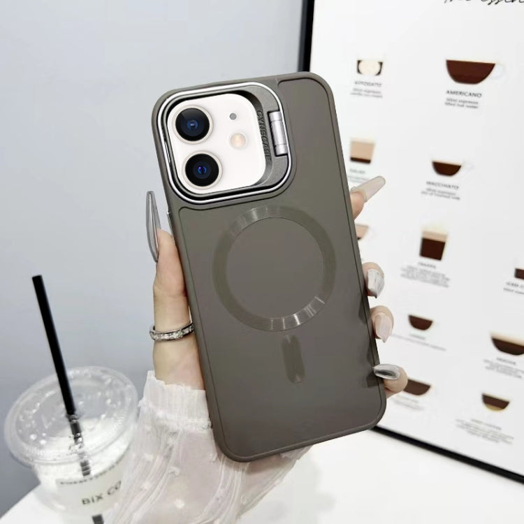 For iPhone 11 CD Texture Frosted MagSafe Lens Holder Phone Case