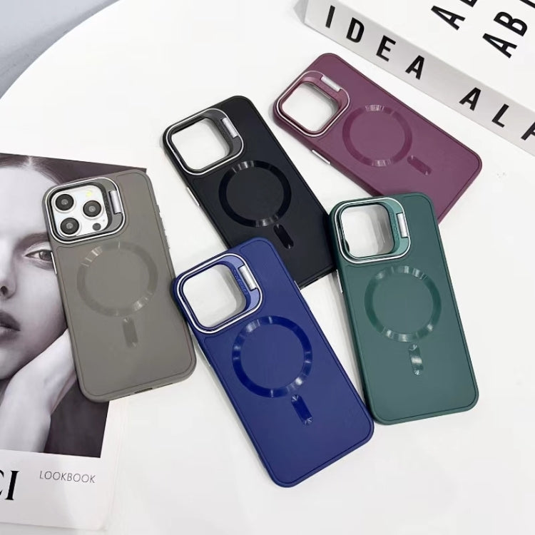 For iPhone 14 Pro Max CD Texture Frosted MagSafe Lens Holder Phone Case