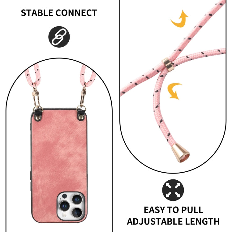For iPhone 13 Pro Vintage Leather PC Back Cover Phone Case with Crossbody Strap