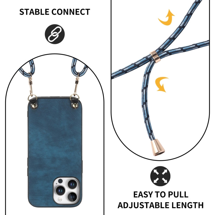 For iPhone 13 Pro Vintage Leather PC Back Cover Phone Case with Crossbody Strap