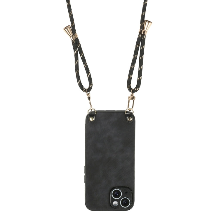 For iPhone 12 Pro Max Vintage Leather PC Back Cover Phone Case with Crossbody Strap
