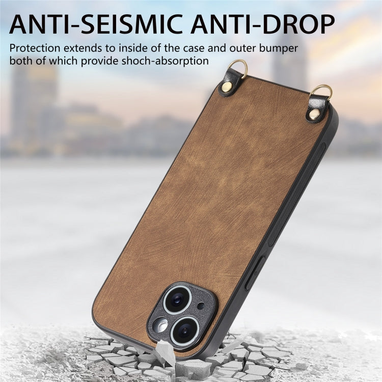 For iPhone 12 Pro Vintage Leather PC Back Cover Phone Case with Crossbody Strap