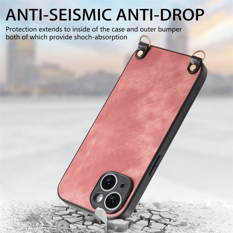 For iPhone 12 mini Vintage Leather PC Back Cover Phone Case with Crossbody Strap