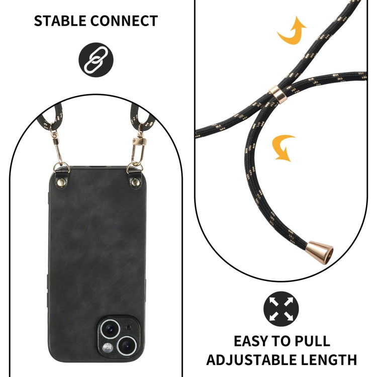 For iPhone 11 Pro Max Vintage Leather PC Back Cover Phone Case with Crossbody Strap