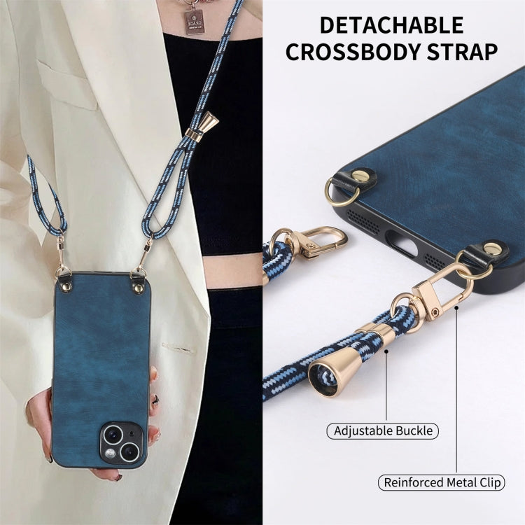For iPhone 11 Pro Max Vintage Leather PC Back Cover Phone Case with Crossbody Strap