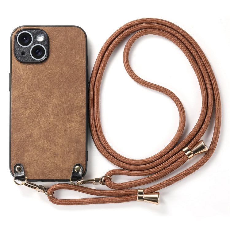 For iPhone 11 Vintage Leather PC Back Cover Phone Case with Crossbody Strap