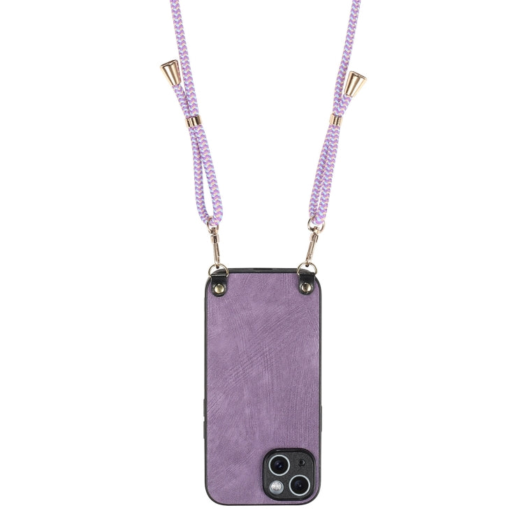 For iPhone 11 Pro Vintage Leather PC Back Cover Phone Case with Crossbody Strap