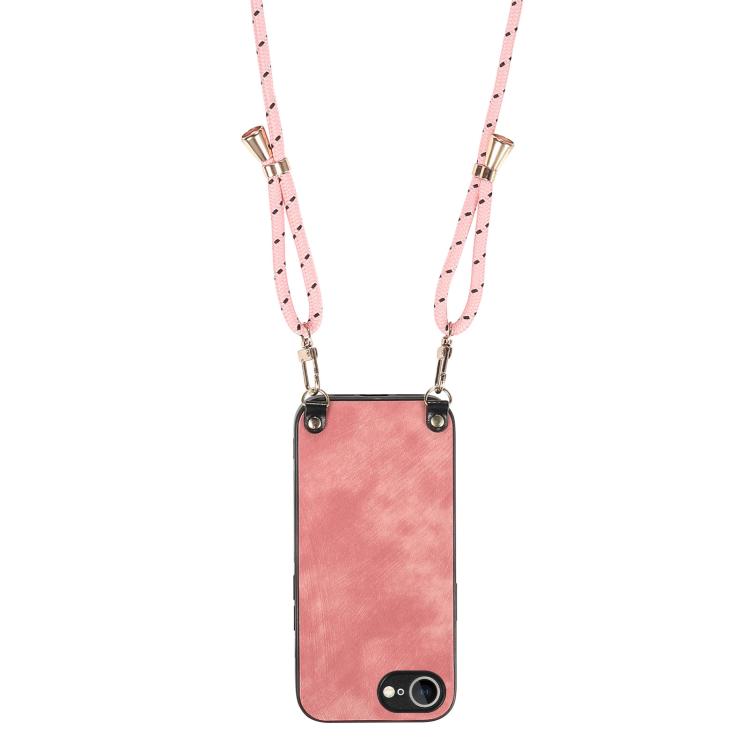 For  iPhone 17e / 16e Vintage Leather PC Back Cover Phone Case with Crossbody Strap
