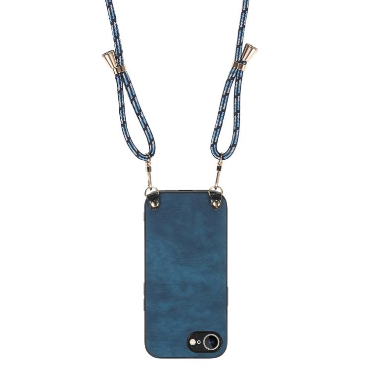 For  iPhone 17e / 16e Vintage Leather PC Back Cover Phone Case with Crossbody Strap