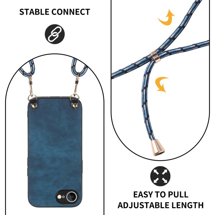 For  iPhone 17e / 16e Vintage Leather PC Back Cover Phone Case with Crossbody Strap