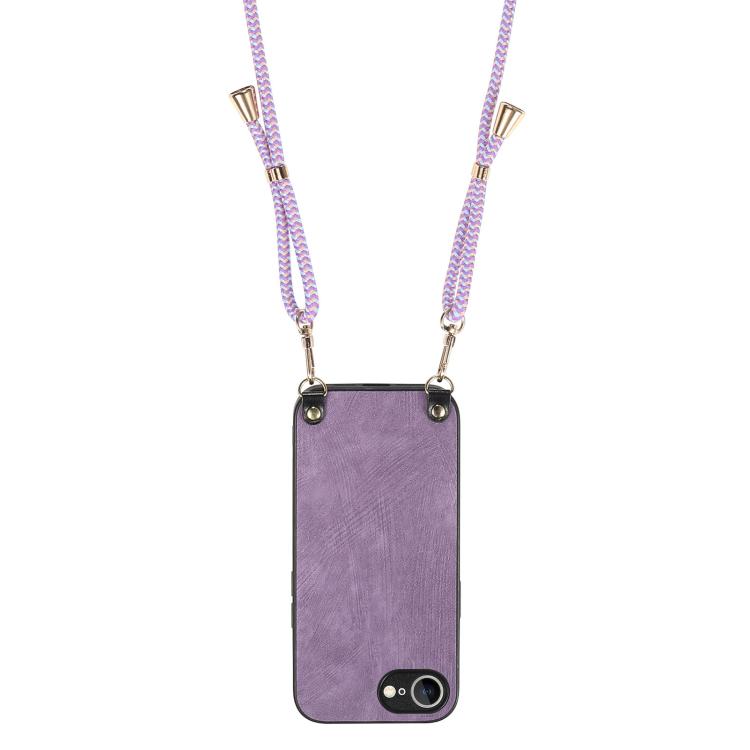 For  iPhone 17e / 16e Vintage Leather PC Back Cover Phone Case with Crossbody Strap