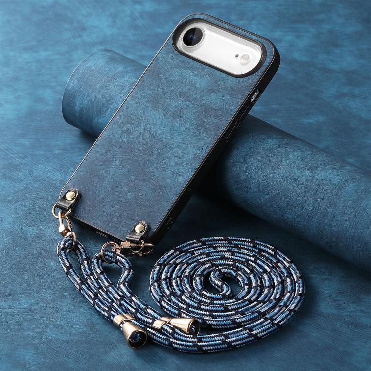 For iPhone Air Vintage Leather PC Back Cover Phone Case with Crossbody Strap